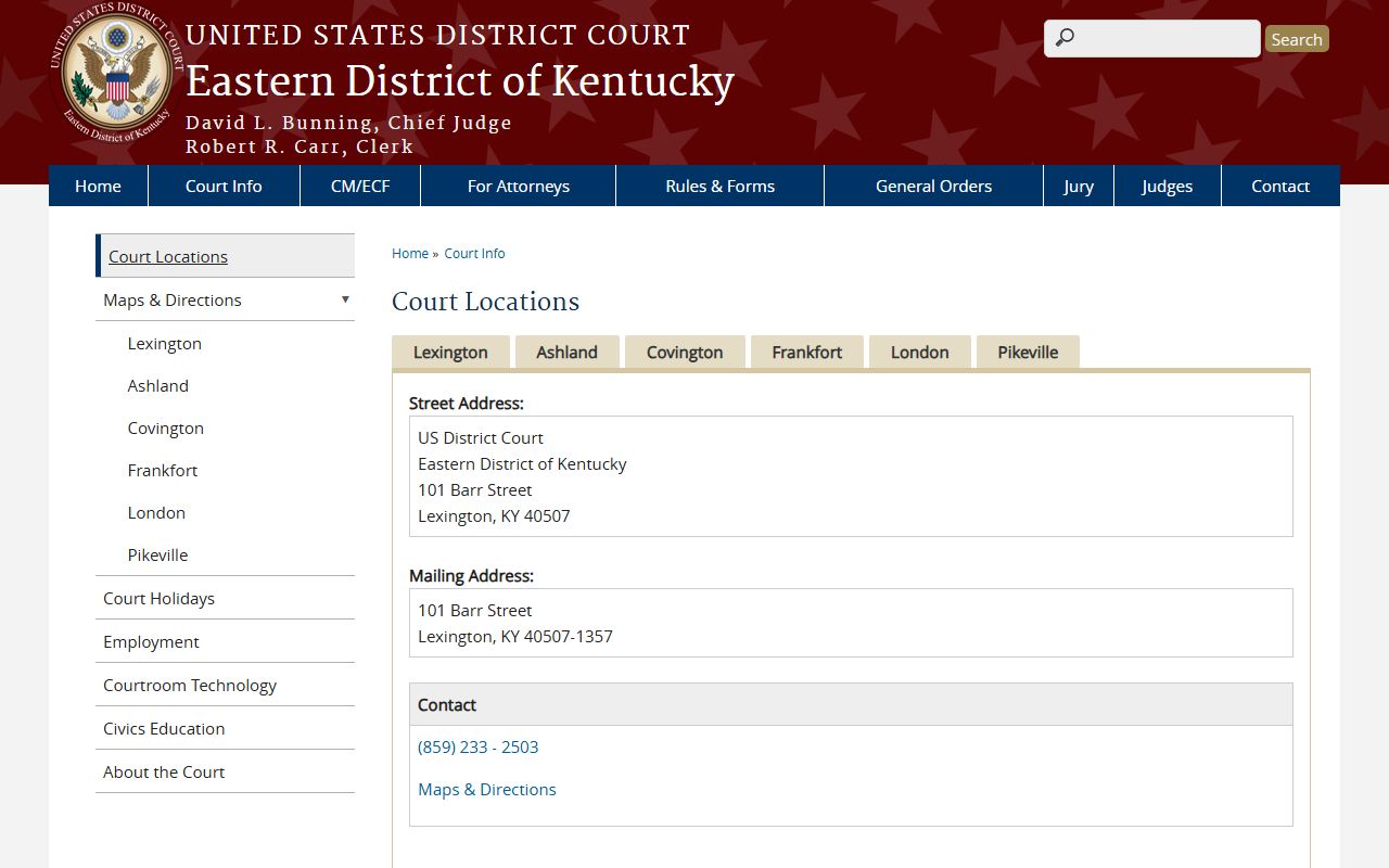Mason County Circuit Court Clerk records and Eastern District court locations