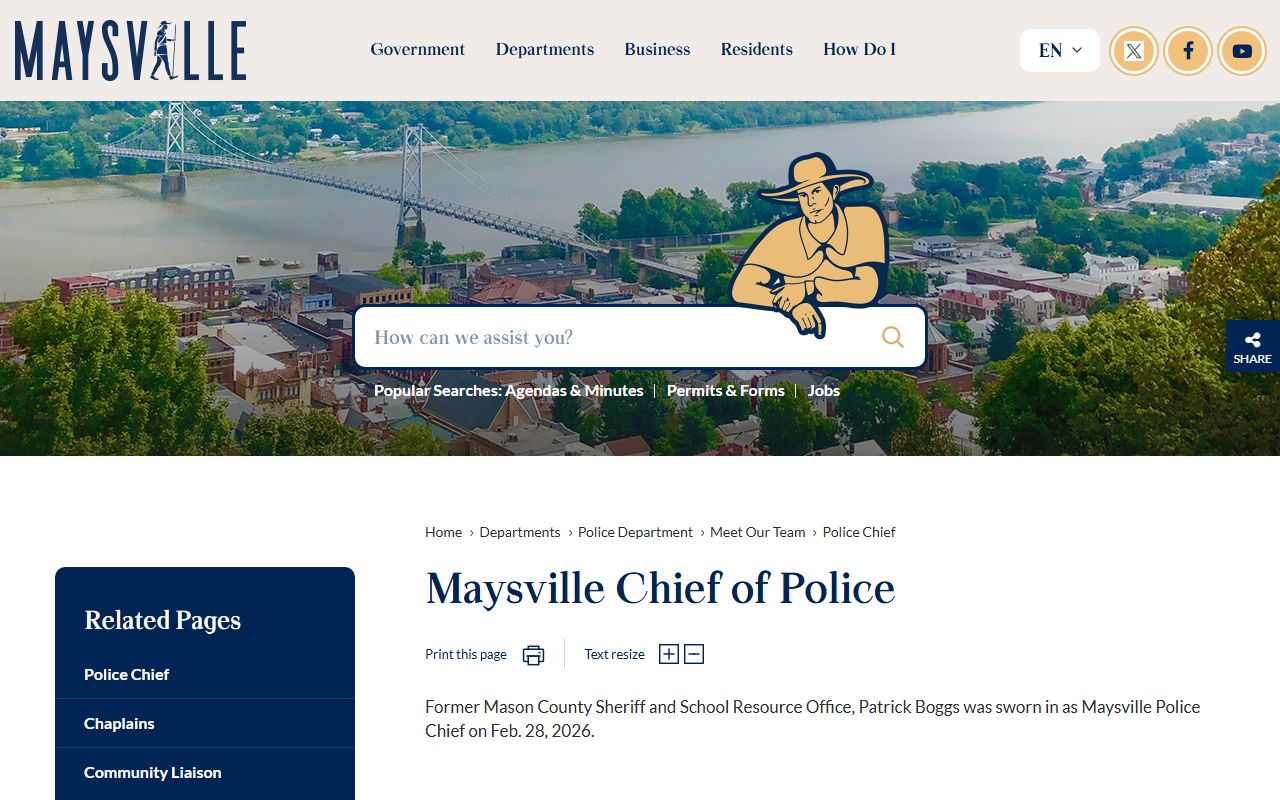 Mason County arrest records Maysville Police officers page