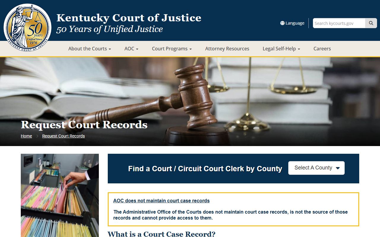 Mason County court records request instructions from Kentucky Court of Justice