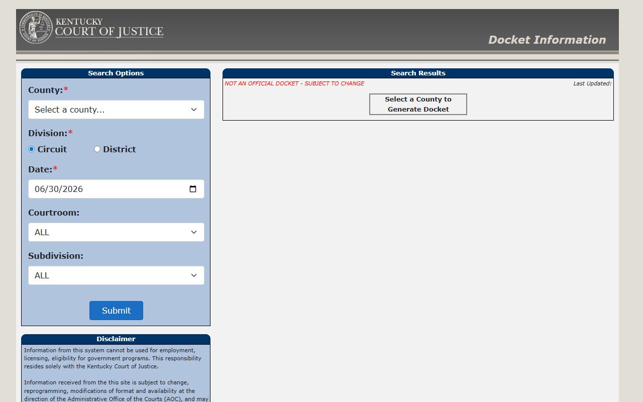 Mason County court records docket search fields