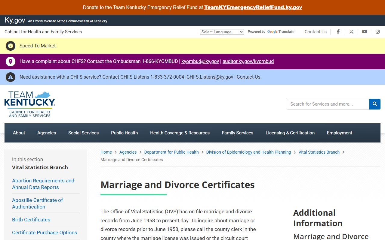 Mason County marriage and divorce records Kentucky vital certificates