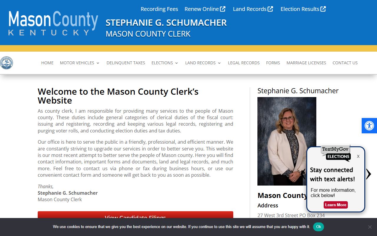 Mason County probate records County Clerk homepage